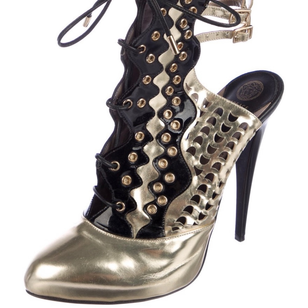 Versace patent leather patterned Gladiator Sandals